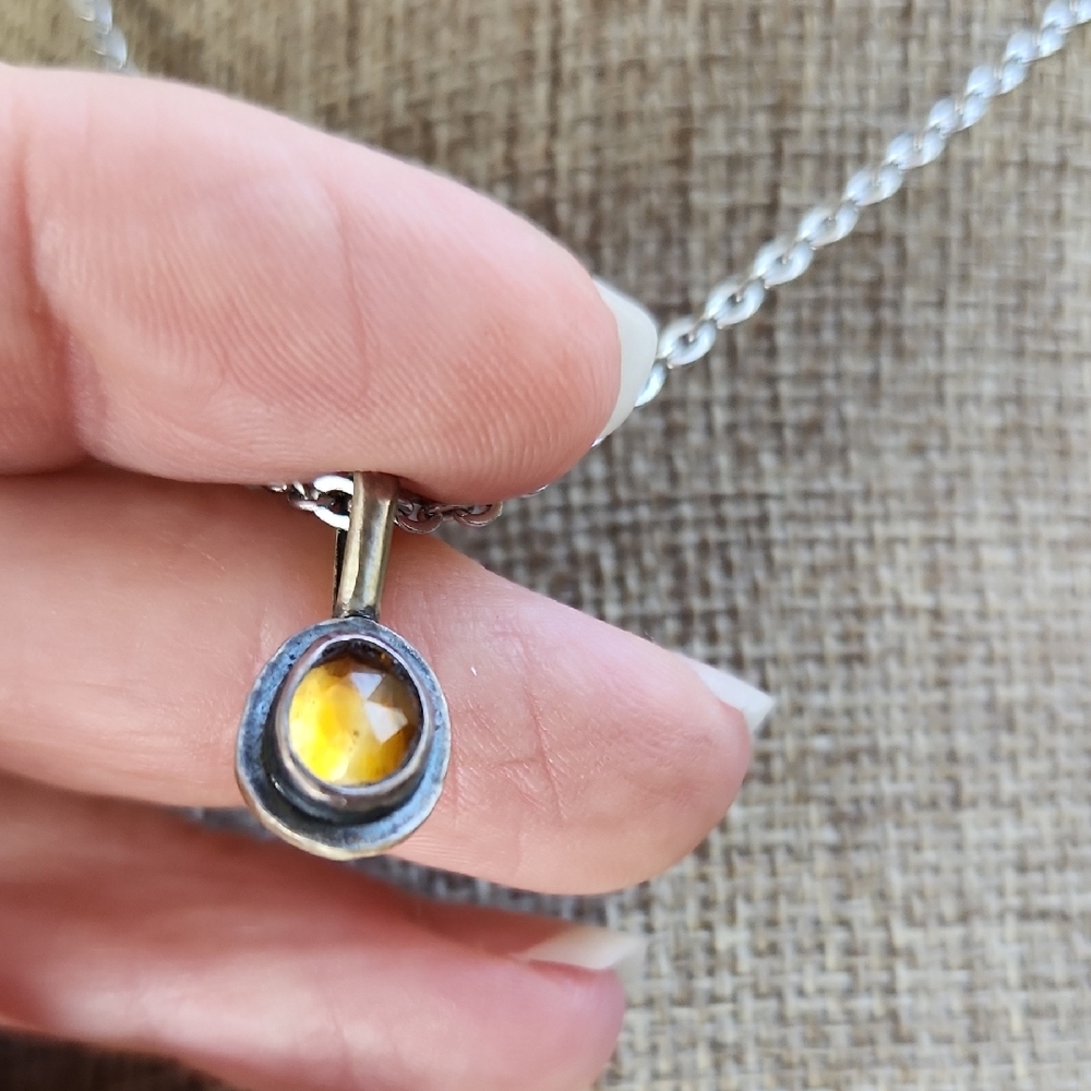 Artisan-made sterling Silver Pendant With Citrine Gemstone. One Of A Kind, Art - Picture 1 of 10